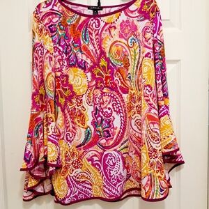 Prelude Womans XL Blouse Gorgeous Bell Sleeves #169